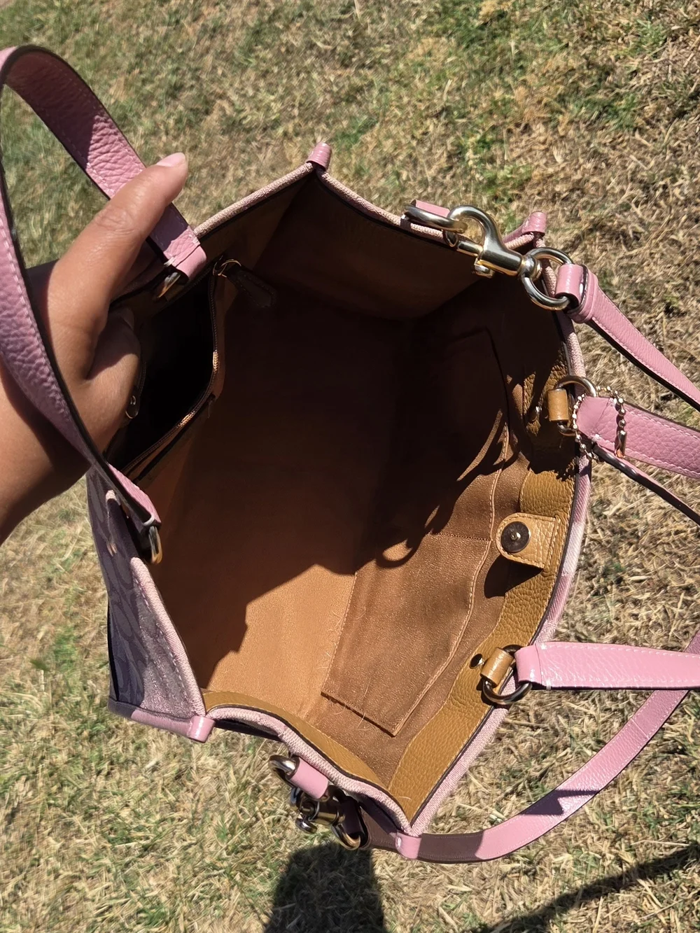 COACH Pink Signature Stripe Tote Bag - Picture 10 of 10